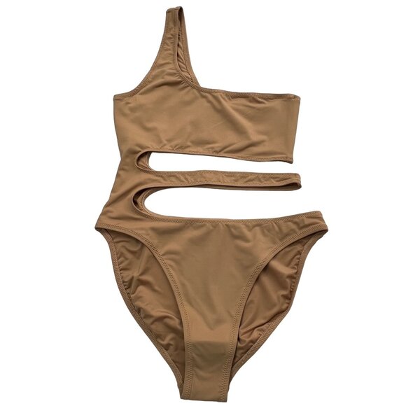 SKIMS Swim One Shoulder Monokini Ochre Womens Small - Picture 2 of 14